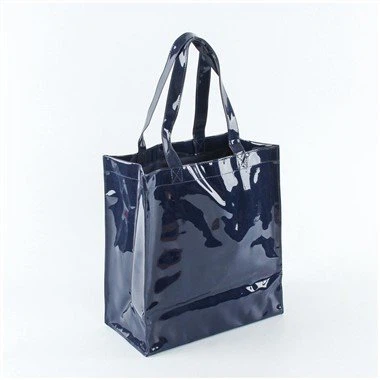 Svart glänsande PVC Tote Väska